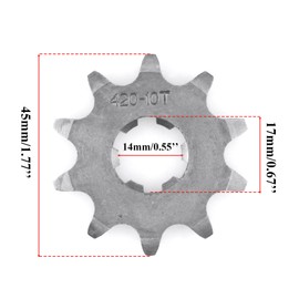 MFC·passion 420-10T 17mm Motorcycle Front Engine Sprocket for 50cc 70cc 90cc 110cc 125cc fit for CT70 Dirt Pit Bike Mini Bike ATV 4 Wheeler Moped 2PCS