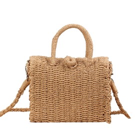 H.S.G.K Straw Crossbody Bag Women Weave Shoulder Bag Square Summer Beach Handbags Bohemian Style Travel Date Holiday Hobos Shoulder Bags Brown, retro