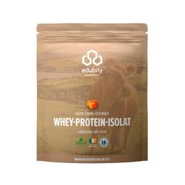 edubily nutrition® Whey Protein Isolate • Lactose Free • Very Soluble Protein Powder without Carbohydrates & Sugar • From Irish Pasture • 750 g (Salty Caramel with Stevia)