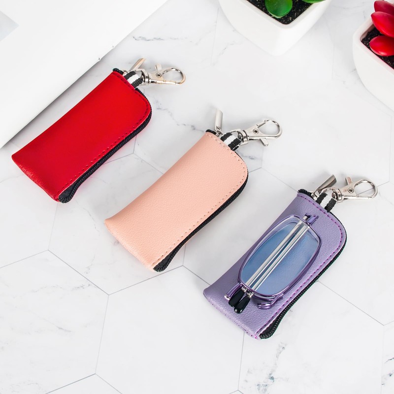 REAVEE 3 Pack Folding Reading Glasses with Keychain Compact Bags