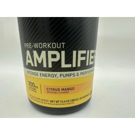 Optimum Nutrition ON Pre-Workout Amplifier Powder Citrus Mango 13.4oz 20 Serving
