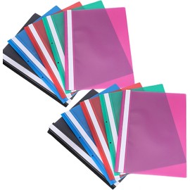 10Pcs A4 Presentation Folder, A4 Project Folder, Presentation Folders, Project Folders, Document Organiser Holder Case Plastic, Document Files Transparent Cover with 2 Hole Binding Blip(5 Colors)