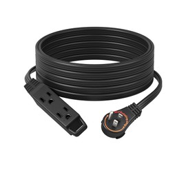 DEWENWILS 25FT Flat Plug Extension Cord, 360° Rotating Plug, 3 Prong Ultra Thin Power Strip, 13A/125V/1625W, 16 Awg Grounded Flat Power Cable for Indoor Narrow Space, SPT-3, ETL Listed, Black