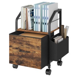 MAHANCRIS Small File Cabinet, Rolling Filing Cabinet for Under Desk with Divider, Single Drawer File Organizer for A4/Letter Size Documents, Under Desk Storage for Home Office, Rustic Brown FCHR3001