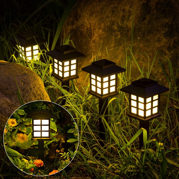 GIGALUMI Solar Outdoor Lights，8 Pack LED Solar Lights Outdoor Waterproof, Solar Walkway Lights Maintain 10 Hours of Lighting for Your Garden, Landscape, Path, Yard, Patio, Driveway