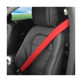 KHGUZ 2PCS Extra Long Car Seatbelt Cover, 29.53 inches Soft Leather Vehicle Safety Seat Belt Strap Cushion, Comfortable Auto Shoulder Neck Chest Protection Pads Accessories, Extremely Long (Red)