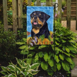Caroline's Treasures SS4158GF Rottweiler in Summer Flowers Garden Flag Mailbox Flag Decorative Yard Flag Banner Outside Patio Artwork Yard Flower Beds, Garden Size, Multicolor