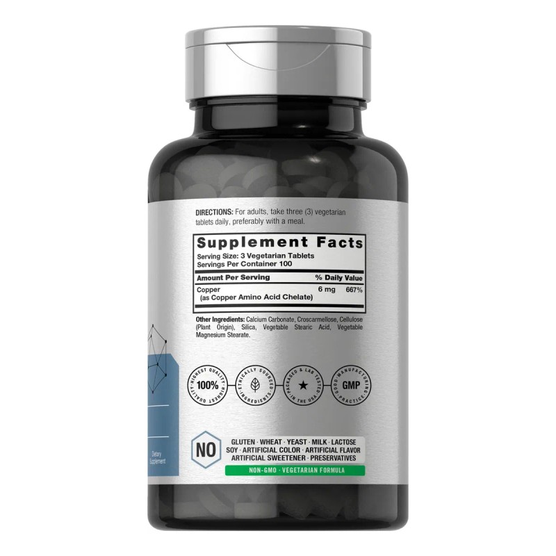 Suplemento de cobre quelado Horbäach 6 mg 300 comprimidos