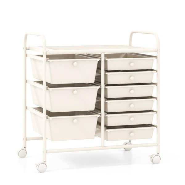 SILKYDRY 9 Drawer Rolling Storage Cart, Craft Art Drawer Organizer