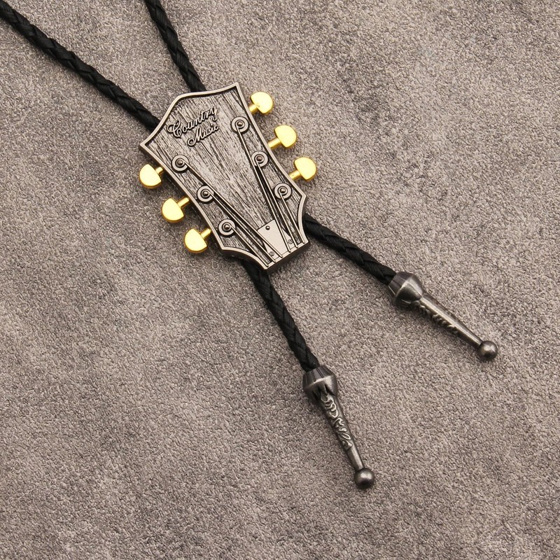 COOLLA Guitar Bolo tie Rodeo Cowboy Leather Necktie Western Bolo