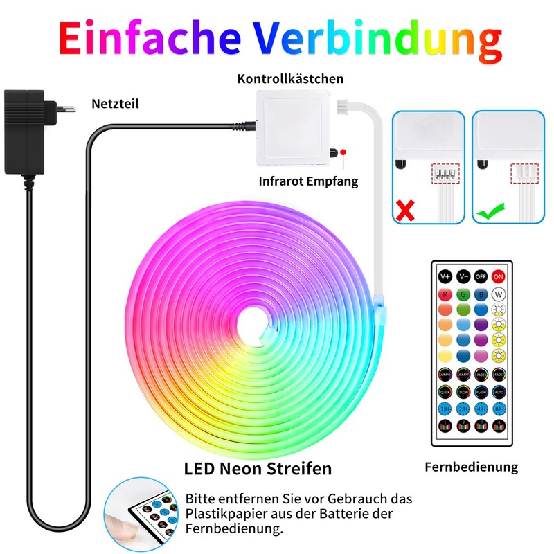 132FT Led Neon Rope Lights Control with App/Remote,Flexible Led Rope