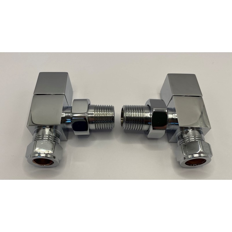 Greened House TEES Chrome Square Towel Rail/Radiator Valve Set 1/2"