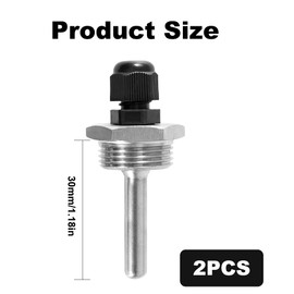 Thermowell Immersion Sleeve, 30 mm Stainless Steel Diving Sleeve, G3/4 Inch Thread for Temperature Sensor, Immersion Sleeves, Stainless Steel Protective Tube for Temperature Sensors, Pack of 2