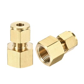 sourcing map Compression Tube Fitting G3/8 Female Thread x 6mm Tube OD Straight Coupling Adapter Brass, Pack of 2