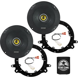 KICKER Speakers 6.5 inch for Toyota Corolla 2001-2008 Upgrade Kit - Pair of CS Series with Adapters and Harness, Coaxial 6 1/2 Car Audio Front Door Speaker CSC65, 46CSC654