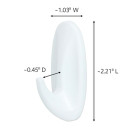 Command 17082-8ES Designer Hooks, Small, White, 8 Piece(Pack of 1)