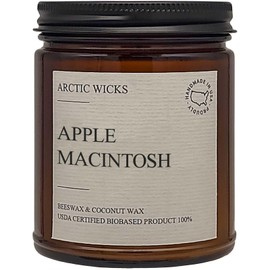 Apple Macintosh | Arctic Wicks Handmade Scented Coconut Beeswax Candles | Natural Coconut Beeswax 9oz Amber Jar | Farmhouse Candles High-Quality Wax Non-Toxic Clean Burn 100% USDA Certified Biobased