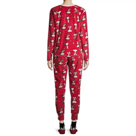 Richard Leeds International Christmas Peanuts Snoopy Brilliant Red 3 Piece Pajama Sleep Set w/Socks, 16-18