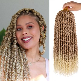 Xtrend 8packs 22inch Pre-twisted Passion Twist Hair Natural Black Pre-looped Passion Twists Crochet Braids Synthetic Hair Extensions Crochet Hair For Women (8packs, 27613#)