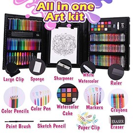 Dinonano - Set de Arte de Dibujo y Pintura para Niños - 238 Piezas Marcadores de Pintura Set para Colorear Kit de Suministros Escolares Bloc de Bocetos Caballete Pasteles al Óleo Crayones Lápices de