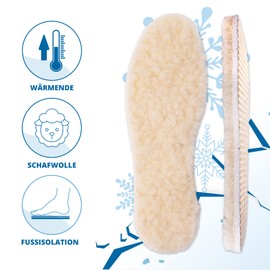 SULPO 2 Pairs of Kids - Soft Warm Pads with Sheep's Wool Top - PU Foam Backing with Aluminium Insulation - Thermal Insoles for Cold Weather - Sizes: 23-35