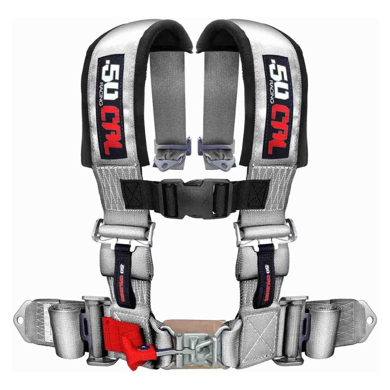 Silver 4 Point Harness for Bucket Seat, Quick Release Latch,