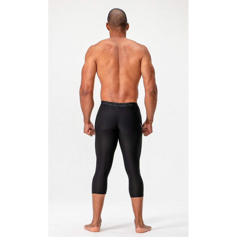 DEVOPS 2 Pack Men's 3/4 Compression Pants Athletic Leggings with