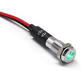 Unifizz LED Metal Signal Indicator Pilot Dash Light PL8MS 8mm 5/16" 12V with Symbols (Single Arrow)