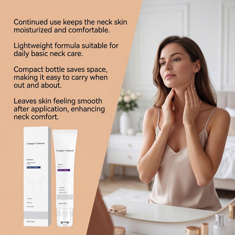 Collagen Fullerene Anti Aging Neck Cream with Peptides, Firming Lotion