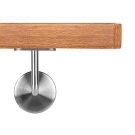 VKT Wooden Handrail 42 x 42 mm Wall Handrail German Oak Holder Round 50 cm 2 Holders