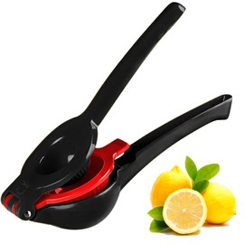 The HomeFlow Co.’s 2-in-1 Large Manual Juicer Fruit Press, Heavy Duty Juicer Handheld Lemon Press Squeezer, Easy To Use & Clean, Extract Every Drop of Lemons, Limes, Oranges (Black & Red)
