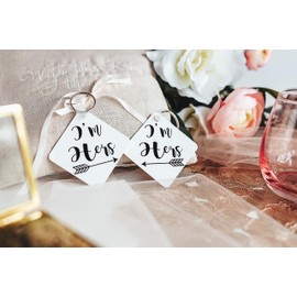 Lesbian Wedding Gift for Couple Girlfriend Keychain Set Anniversary Present (I'm Hers)