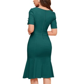 MUXXN Women's Short Sleeve Bandage Homecoming Bridesmaid Party Dress Mermaid Hem (Dark Green XXL)