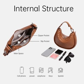 Woven Crossbody Bag Leather Crescent Bag Woven Tote Bag Hobo Bag Woven Handbag Woven Shoulder Bag Satchel Bag (White)