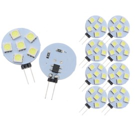 1W G4 LED Light Bulbs(8 Pack) Equivalent to 10W Halogen Bulb,DC 12V Dimmable,6 LEDs 5050 SMD,180 Degree Beam Angle,6000K Daylight White,G4 Bi-Pin Base Ceiling Recessed Puck Light Bulb