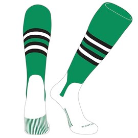 PEAR SOX OTC Baseball Softball Stirrup Socks (F, 5in) Kelly Green, Black, White