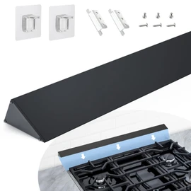 30" Slide-in Range Rear Filler Kit W10113901A, Stove Gap Universal Triangular Filler Strip, Cooktop Trim Kit Between Stove and Backsplash for Whirlpool & Most Brand, Durable Aluminum, Black