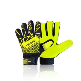 TIGEAR Junior Goalkeeper Gloves with Super Grip Latex & Palm Protection Designed for Unisex Young Goalie Keepers (Yellow, X Small - 4)