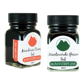 Monteverde 60ml Core Fountain Pen Ink Bottle (30ml Mandarin Orange Ink Bottle G309MO, 30ml Monteverde Green Ink Bottle G309MG)