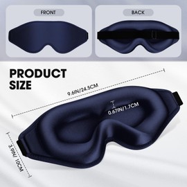 Sleep Mask | 99% Fully Block Out Light Eye Sleep Mask | Long Lash Extension | 3D Deep Contoured Eyes Cover Zero Pressure | Adjustable Straps | Sleep Travel Home Nap Rest Women Men (Dark Blue)