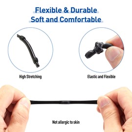 lvvfit Soft Silicone Eyeglasses Temple Tips Sleeve Retainer for Kids and Adults,Anti-Slip Elastic Holder Retainers for Spectacle Sunglasses Reading Glasses Eyewear 12Pairs(Black+Clear)