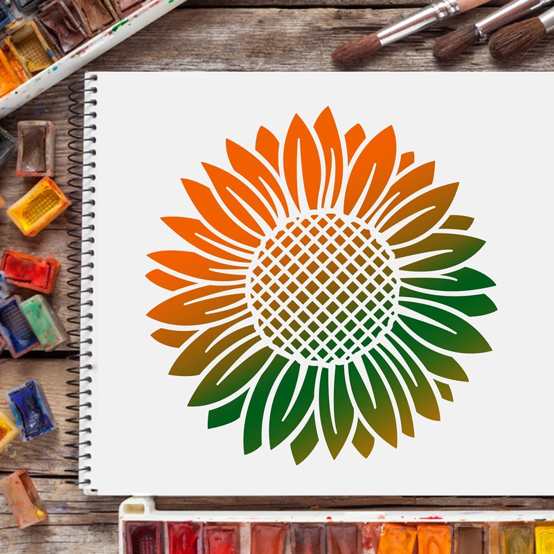 FINGERINSPIRE Sunflower Stencil Template 30 x 30 cm Plastic Large