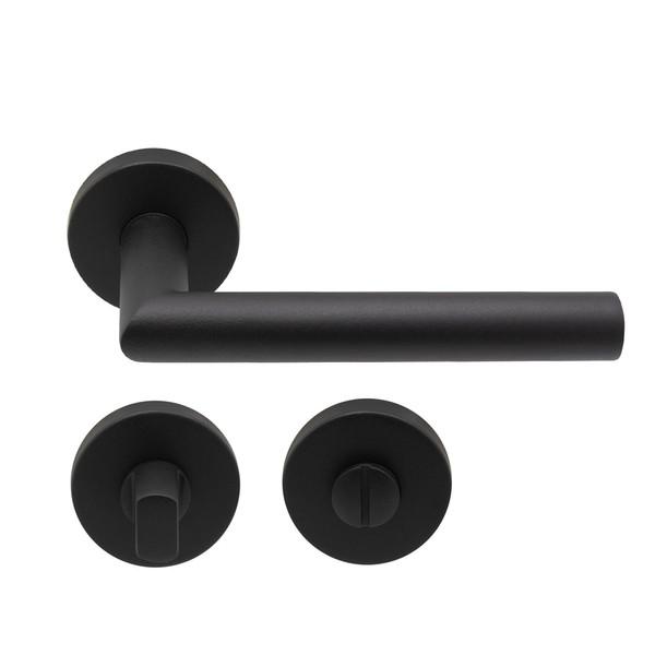 KARATINTL Toilet Door Handle Set, Black, Bathroom Door Handle, Matt