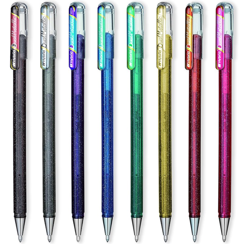 Pentel Hybrid - Dual Metallic/Mattehop - Liquid Gel Rollerball Pens