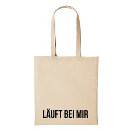 huuraa Jute Bag Läuft bei Mir Saying Fun Gift Idea for Men and Women Cotton Bag for Friends and Family, beige