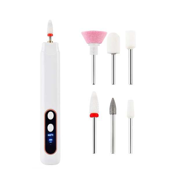 2024 New Cordless Nail Drill Professional, Rechargeable Electric Nail File Machine E File for Acrylic Nails Gel Polishing Removing, 3 Speeds Portable Efile with Bits Kit for Manicure, White
