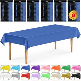 DecorRack 6 Rectangular Tablecloths BPA-Free Plastic, 54 x 108 inch, Dining Table Cloth, Rectangle Table Cover for Parties, Picnic, Camping and Outdoor, Disposable or Reusable, Royal Blue (6 Pack)