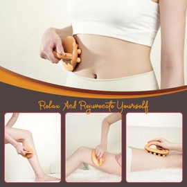 PYSEAN Wood Therapy Mushroom Head Massage Tool, Wooden Massage Scraping Body Brush, Lymphatic Drainage Legs Abdomen Use, Remove Cellulite, Relieve Itchy Skin, Multi-Functional Body Shaping Massager