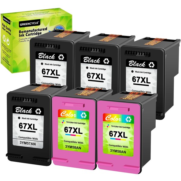 greencycle 67XL Remanufactured Ink Cartridge Replacement for HP 67 XL