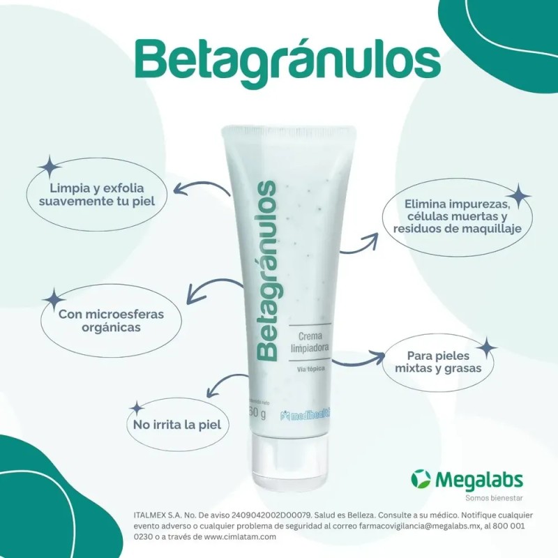 Medihealth Betagránulos crema limpiadora para piel grasa de 60 G